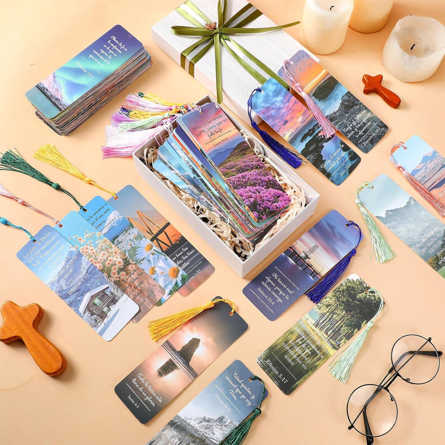 120 Pack Separadores De Biblia En Espanol La Biblia En Espanol Spanish Christian Verses Bookmarks Books with Tassels Inspirational Church Supplies for Women Student School Church Study Group