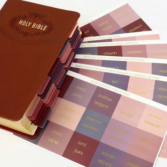 Pestañas Biblia Español Dusty Mauve, Laminadas Doradas Impermeables 90 | Dusty Mauve Spanish Bible Tabs - 90 Etiquetas Para Mujeres, Upgraded Version Tear-Resistant Tabs for Bible Scholars