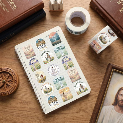 1000Pcs Walk with Me 2026 Mormon Moses 6: 35 Stickers,Floral | Youth Conference Missionary Gift, Waterproof Christian Faith Baptism Gift Decals, Jesus Religious Church Scrapbooking