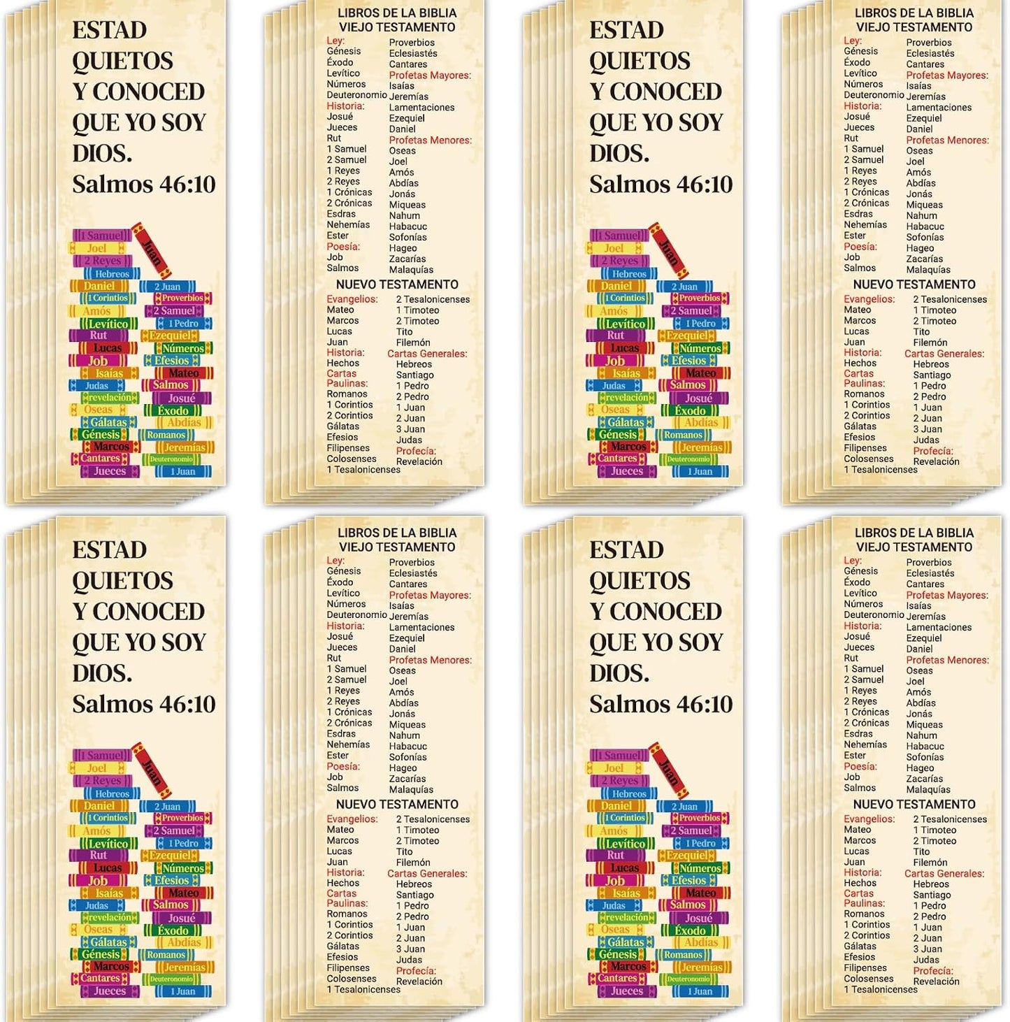 120Pcs Spanish Books of the Bible Bookmarks Religious Christian Bookmarks Bible Verse Scripture Reading Bookmark Prayer Gospel Tracts for Evangelism Church Office Home Gifts (LIBROS DE LA BIBLIA)