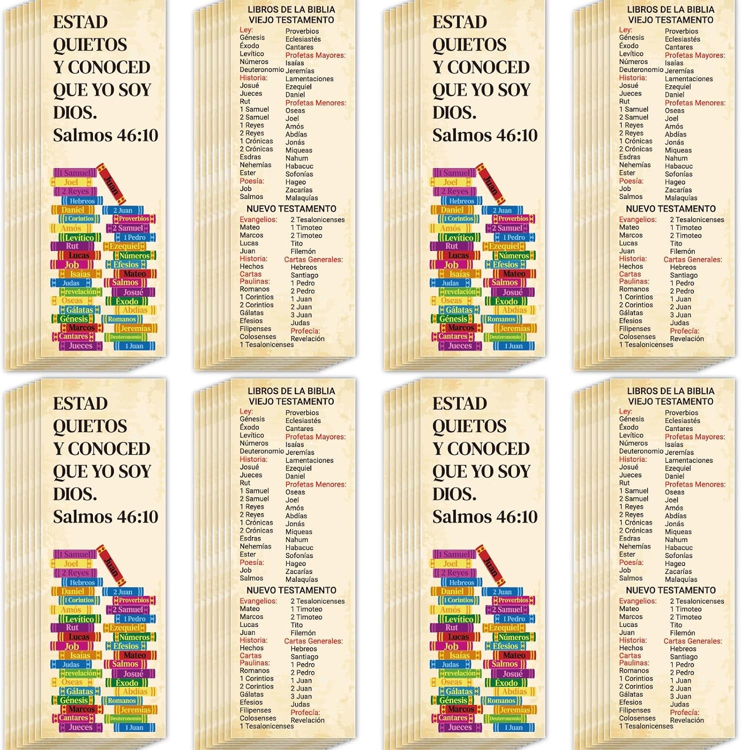 120Pcs Spanish Books of the Bible Bookmarks Religious Christian Bookmarks Bible Verse Scripture Reading Bookmark Prayer Gospel Tracts for Evangelism Church Office Home Gifts (LIBROS DE LA BIBLIA)