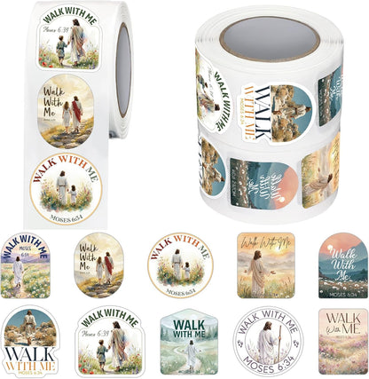 1000Pcs Walk with Me 2026 Mormon Moses 6: 35 Stickers,Floral | Youth Conference Missionary Gift, Waterproof Christian Faith Baptism Gift Decals, Jesus Religious Church Scrapbooking
