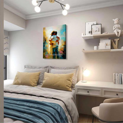 Jesus Hugging Man Wall Art God and Men Wall Decor I Am Nothing without Jesus Canvas Pictures Modern Christian Healing Embrace Mormon Prints Posters for Living Room Bedroom Church Decor 8X10In Canvas