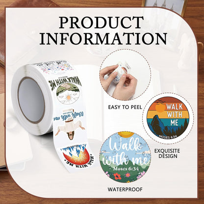 1000Pcs Walk with Me 2026 Mormon Moses 6: 34 Stickers,Simple | Youth Conference Missionary Gift, Waterproof Christian Faith Baptism Gift Decals, Jesus Religious Church Scrapbooking
