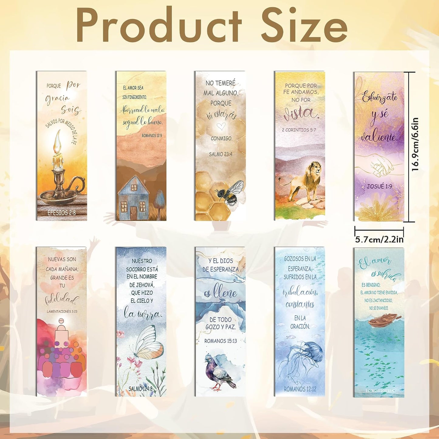 96 Pcs Spanish Bible Verse Christian Bookmarks, Watercolor Paper Book Marks with Inspirational Scriptures, Religious Page Markers for Reading Women Kids Bible Study Church School Office Supplies