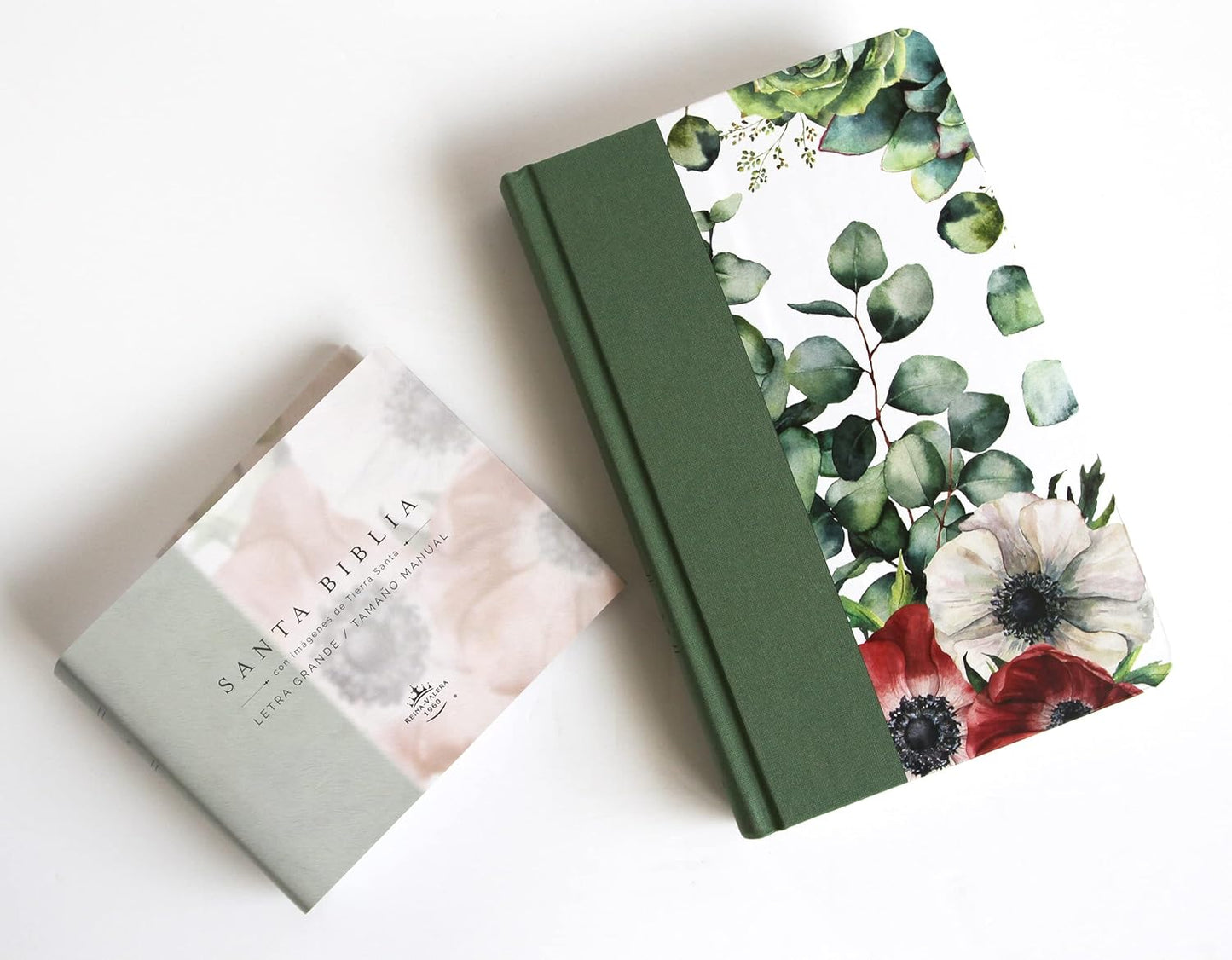 Biblia RVR 1960 Letra Grande Tapa Dura Y Tela Verde Con Flores Tamaño Manual / Bible RVR 1960 Handy Size Large Print Hardcover Cloth with Green Floral (Spanish Edition)