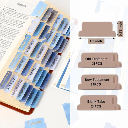Blue Spanish Bible Tabs for Men, Laminated Tab Dividers for Bible, 90Pcs | Spanish Ed., 66 Books + 24 Blank, for NIV/KJV/ESV, Dual-Sided Gold Print & Quick-Find, Water-Resistant, with Placement Guide