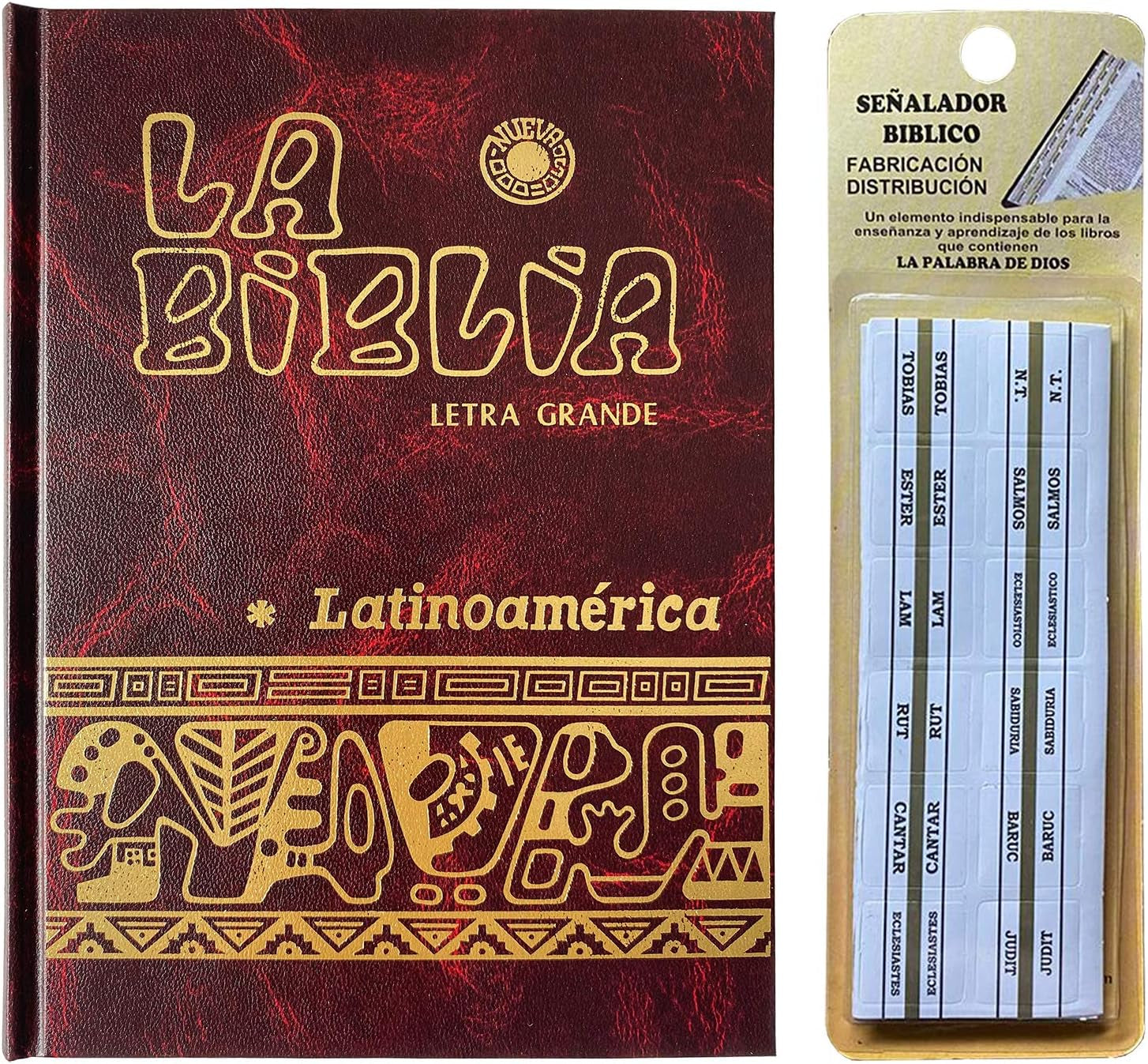 La Biblia Catolica Latinoamericana Letra Grande Edicion Cartone En Español Con Señalador Biblico - the Latin American Catholic Bible Spanish Edition with Bookmarks (Red)