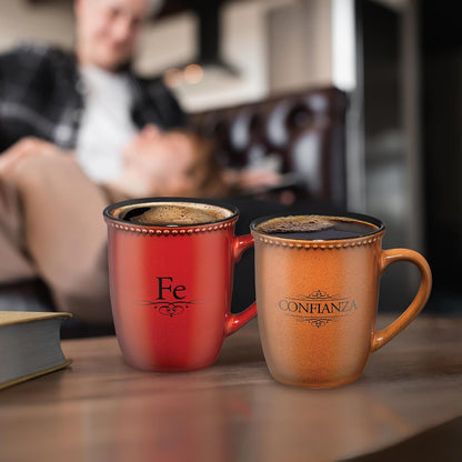 Taza De Gres Para Café Y Té 14 Oz Inspirational Escritura Taza Para Hombre Y Mujer: Confianza - Salmo 91:2 Microondas Y Lavavajillas Novedad Vajilla, Bronceado Oscuro