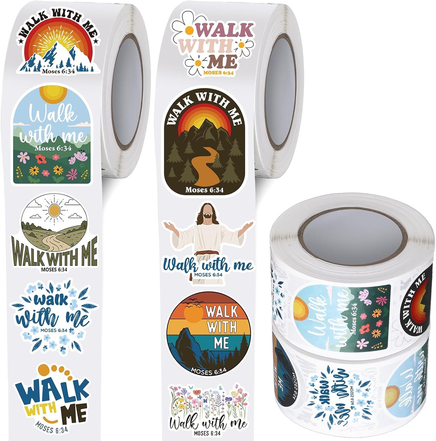 1000Pcs Walk with Me 2026 Mormon Moses 6: 34 Stickers,Simple | Youth Conference Missionary Gift, Waterproof Christian Faith Baptism Gift Decals, Jesus Religious Church Scrapbooking