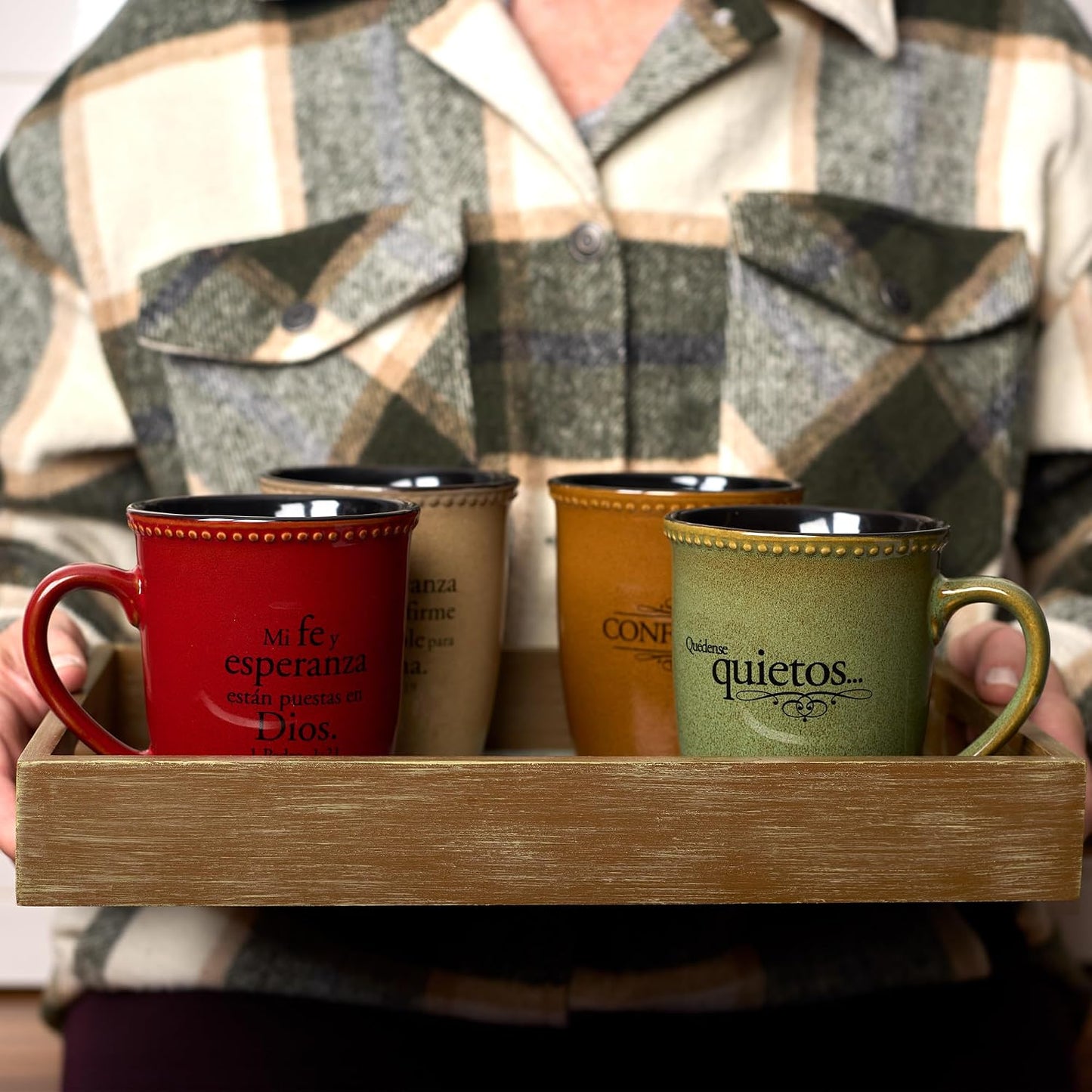 Taza De Gres Para Café Y Té 14 Oz Inspirational Escritura Taza Para Hombre Y Mujer: Confianza - Salmo 91:2 Microondas Y Lavavajillas Novedad Vajilla, Bronceado Oscuro