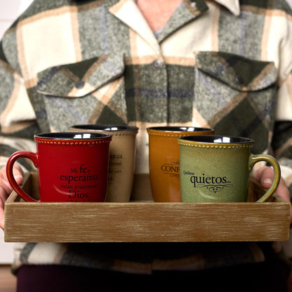 Taza De Gres Para Café Y Té 14 Oz Inspirational Escritura Taza Para Hombre Y Mujer: Confianza - Salmo 91:2 Microondas Y Lavavajillas Novedad Vajilla, Bronceado Oscuro