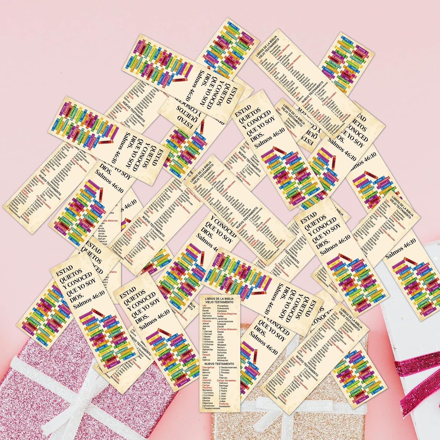 120Pcs Spanish Books of the Bible Bookmarks Religious Christian Bookmarks Bible Verse Scripture Reading Bookmark Prayer Gospel Tracts for Evangelism Church Office Home Gifts (LIBROS DE LA BIBLIA)