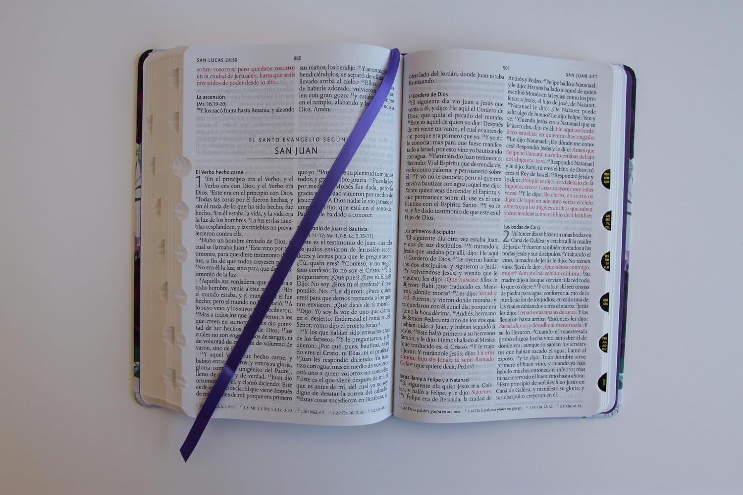 Biblia RVR1960 Tapa Dura Y Tela Morada Con Flores Tamaño Manual Con Índice / Spanish Bible RVR 1960, Hardcover, Purple Cloth with Flowers, Handy Size (Spanish Edition)