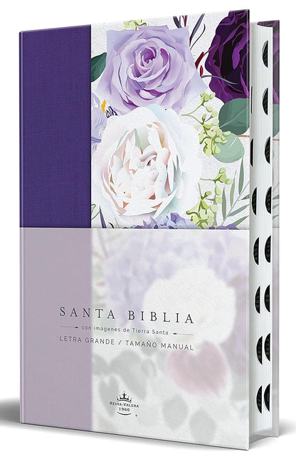 Biblia RVR1960 Tapa Dura Y Tela Morada Con Flores Tamaño Manual Con Índice / Spanish Bible RVR 1960, Hardcover, Purple Cloth with Flowers, Handy Size (Spanish Edition)