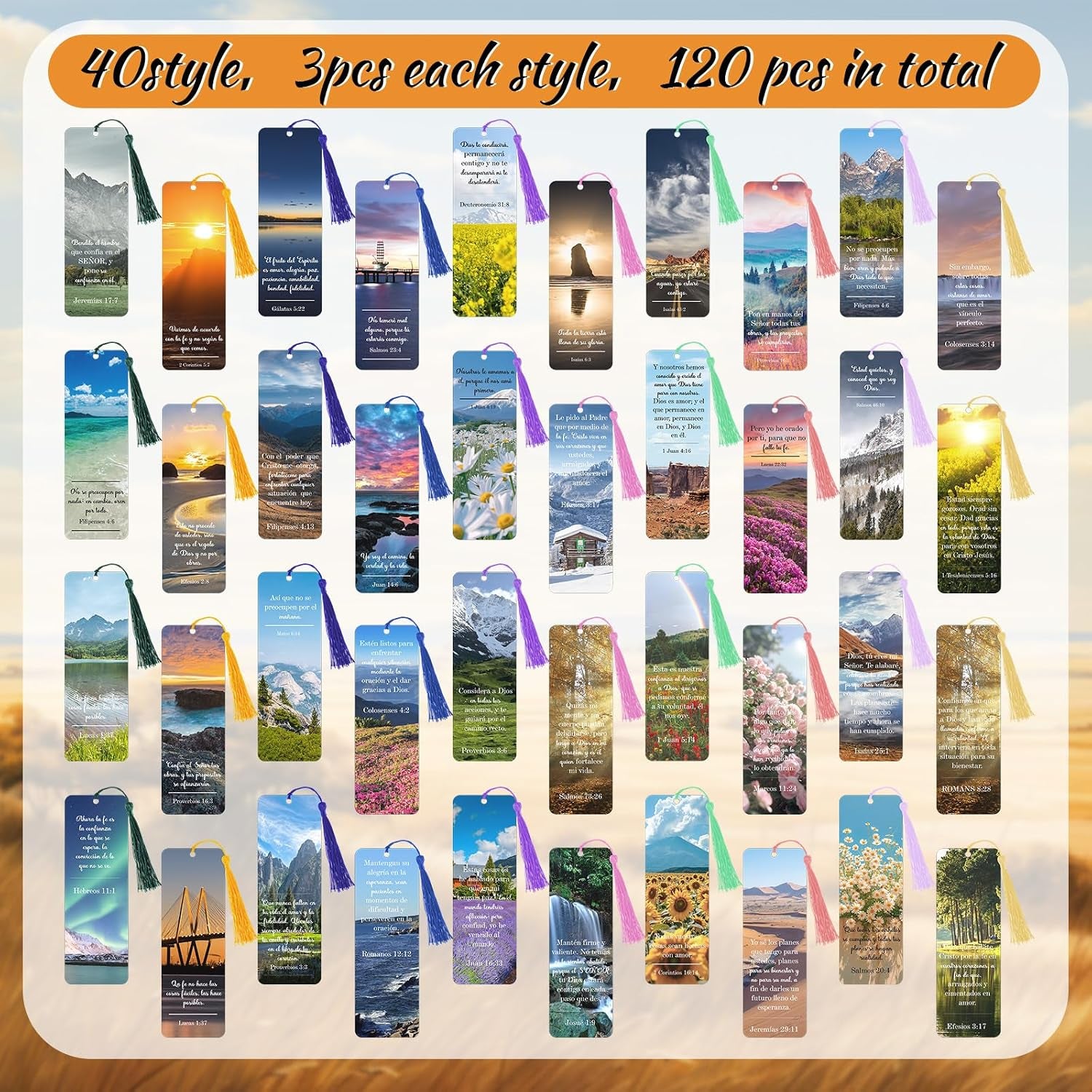 120 Pack Separadores De Biblia En Espanol La Biblia En Espanol Spanish Christian Verses Bookmarks Books with Tassels Inspirational Church Supplies for Women Student School Church Study Group