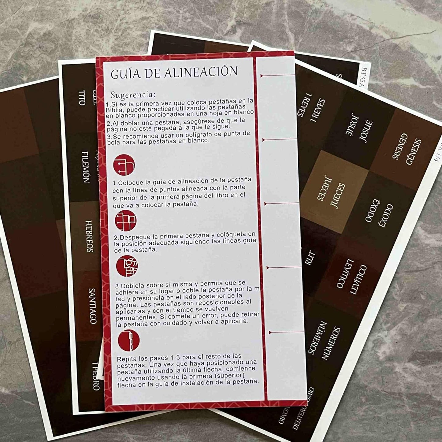 Spanish Laminated Bible Tabs, Pestañas Para Biblia En Español, Reposition Large Print Stickers, Easy to Read and Apply Bible Tabs for Women and Man- Earthy Brown Spanish