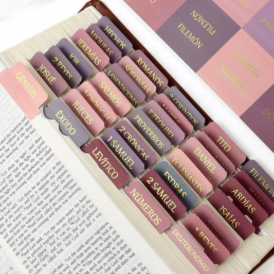 Pestañas Biblia Español Dusty Mauve, Laminadas Doradas Impermeables 90 | Dusty Mauve Spanish Bible Tabs - 90 Etiquetas Para Mujeres, Upgraded Version Tear-Resistant Tabs for Bible Scholars