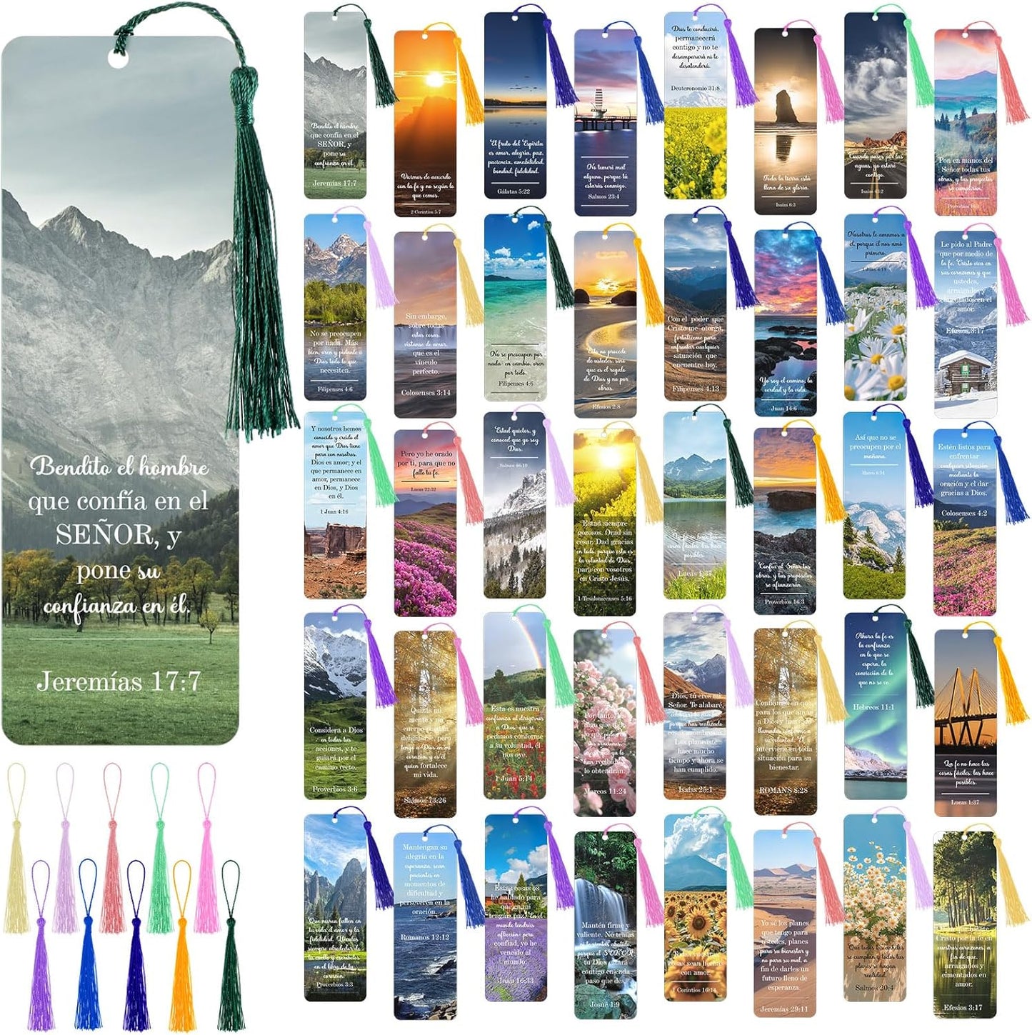 120 Pack Separadores De Biblia En Espanol La Biblia En Espanol Spanish Christian Verses Bookmarks Books with Tassels Inspirational Church Supplies for Women Student School Church Study Group