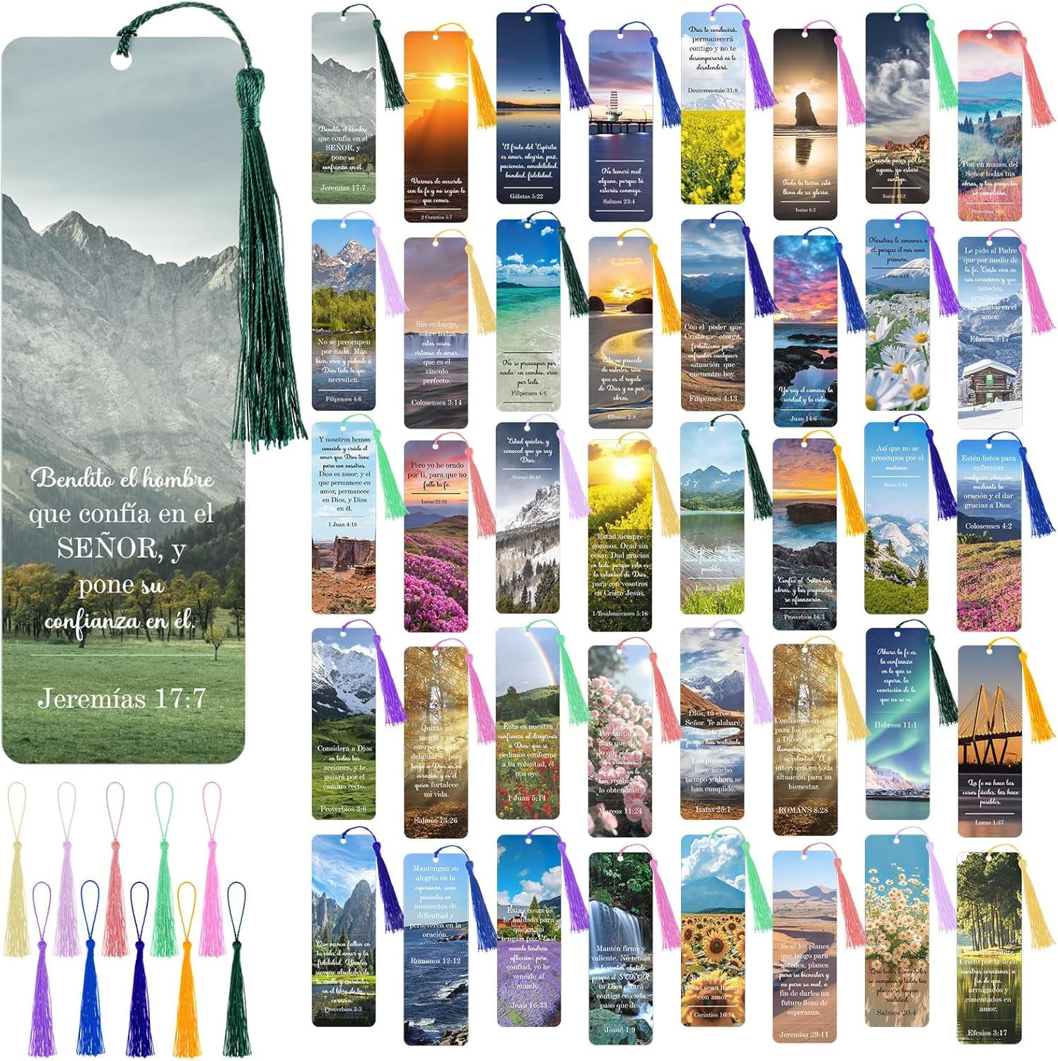 120 Pack Separadores De Biblia En Espanol La Biblia En Espanol Spanish Christian Verses Bookmarks Books with Tassels Inspirational Church Supplies for Women Student School Church Study Group