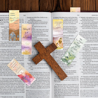 96 Pcs Spanish Bible Verse Christian Bookmarks, Watercolor Paper Book Marks with Inspirational Scriptures, Religious Page Markers for Reading Women Kids Bible Study Church School Office Supplies