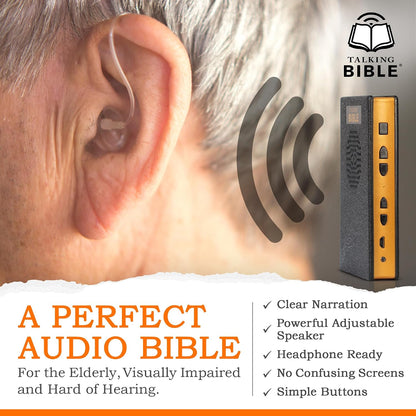 Electronic Holy Bible Audio Player in English for Seniors, Kids and the Blind, Black (Spanish-Rechargeable)