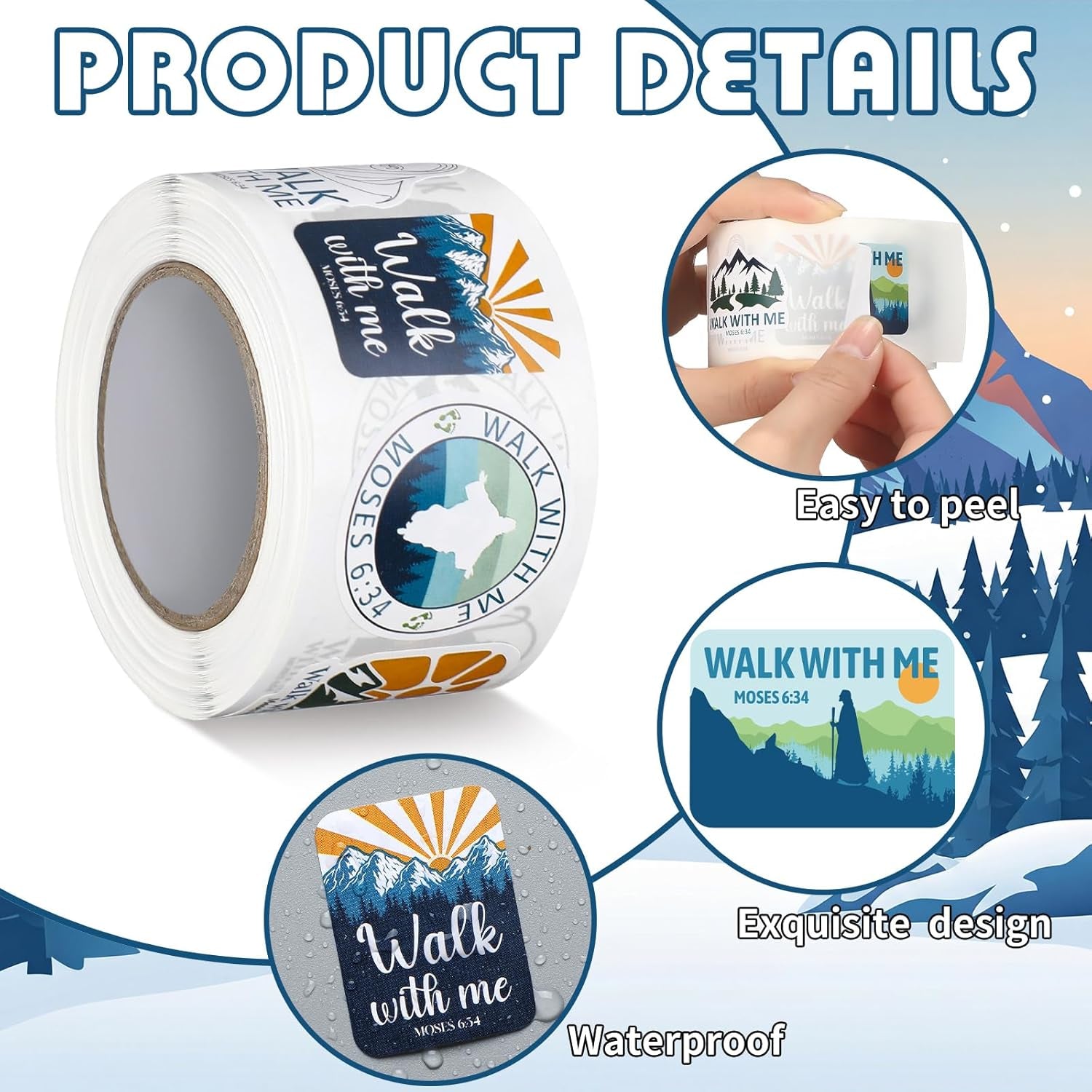 1000Pcs Walk with Me 2026 Mormon Moses 6: 36 Stickers,Classic | Youth Conference Missionary Gift, Waterproof Christian Faith Baptism Gift Decals, Jesus Religious Church Scrapbooking