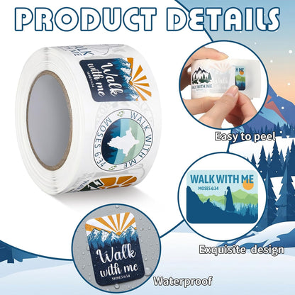 1000Pcs Walk with Me 2026 Mormon Moses 6: 36 Stickers,Classic | Youth Conference Missionary Gift, Waterproof Christian Faith Baptism Gift Decals, Jesus Religious Church Scrapbooking