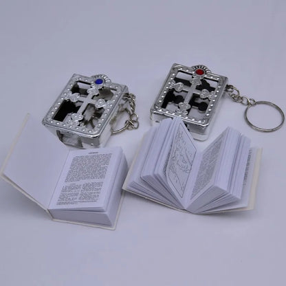 Mini Spanish LA BIBLIA DIOS HABLA HOY Real Paper Can Read Key Chains Catholic Orthodox Christian Fashion Religious Jewelry