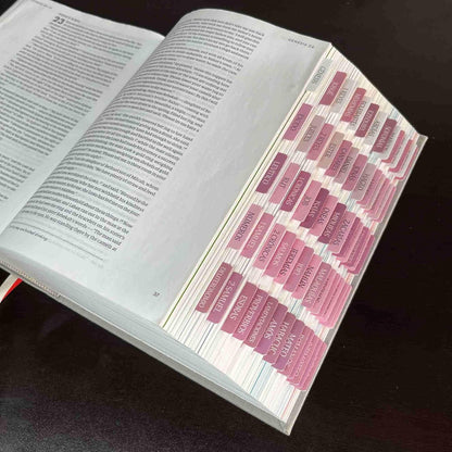 Spanish Laminated Bible Tabs, Pestañas Para Biblia En Español, Reposition Large Print Stickers, Easy to Read and Apply Bible Tabs for Women and Man (Spanish Pink)