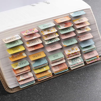 Spanish Bible Tabs (Large Print, Easy to Read), Pestañas Para Biblia En Español, Bible Journaling Supplies, 66 Separadores De Biblia Includes Catholic Books and 9 Blank Tabs - Alegria Theme