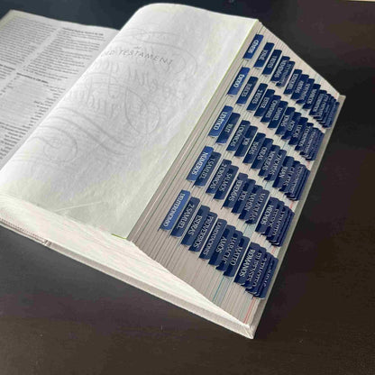 Spanish Laminated Bible Tabs, Pestañas Para Biblia En Español, Reposition Large Print Stickers, Easy to Read and Apply Bible Tabs for Women and Man (Spanish Blue)