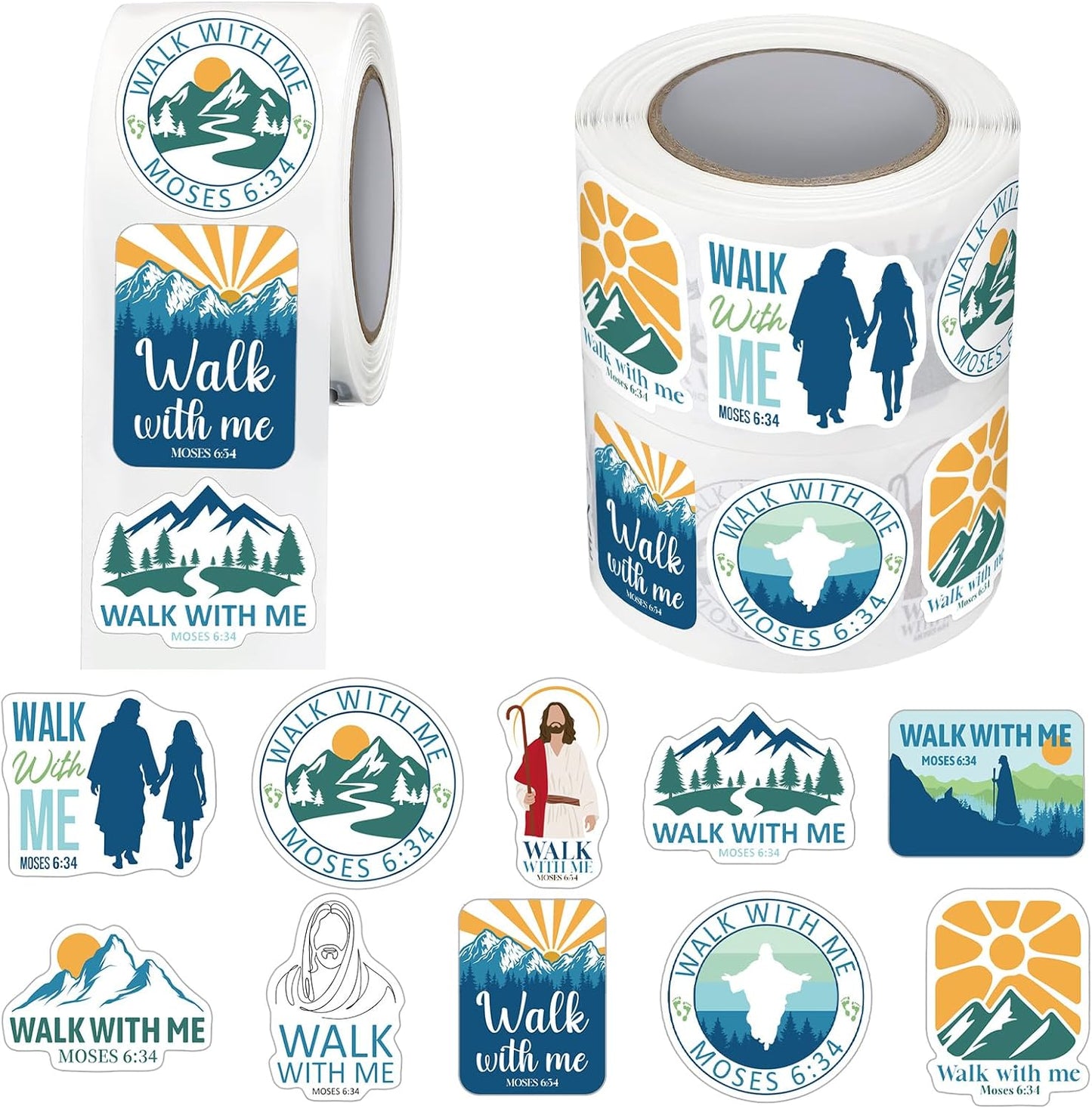 1000Pcs Walk with Me 2026 Mormon Moses 6: 36 Stickers,Classic | Youth Conference Missionary Gift, Waterproof Christian Faith Baptism Gift Decals, Jesus Religious Church Scrapbooking