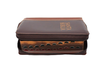 Biblia Reina Valera 1960 Letra Grande En Español De 14 Puntos-Tamaño Manual Con Cierre, Indice, Foro En Semil Piel Color Caoba/ RVR 1960 Large Giant Print Bible in Spanish Edition, Brown with Zipper