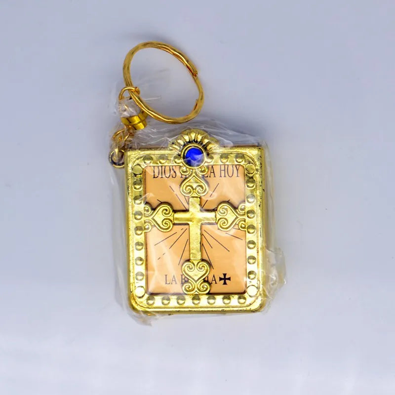 Mini Spanish LA BIBLIA DIOS HABLA HOY Real Paper Can Read Key Chains Catholic Orthodox Christian Fashion Religious Jewelry