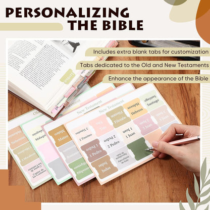 90 Pcs  Pestanas Para Biblia En Espanol Spanish Bible Tabs Earth Tone Bible Book Tabs Catholic for Women and Men Easy to Read Apply