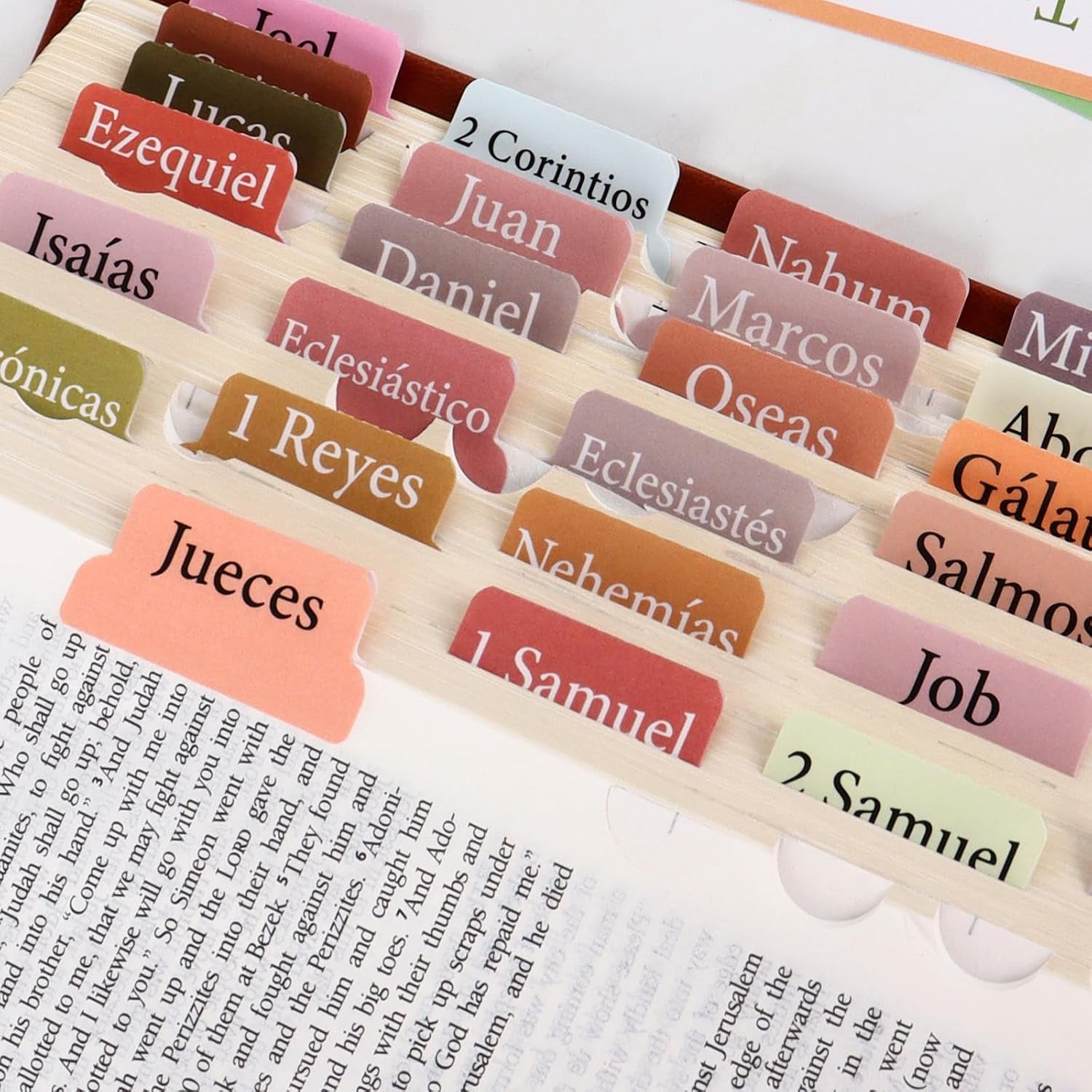 90Pcs Spanish Bible Tabs for Women, Bohemian Laminated Index Tabs for Bible | Spanish Ed., 66 Books + 24 Blank, for NIV/KJV/ESV, Water & Stain Resistant, Dual-Sided & Quick-Find, Placement Guide Included